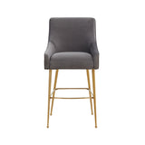 TOV Beatrix Dark Grey Velvet Counter Stool - Gold Legs