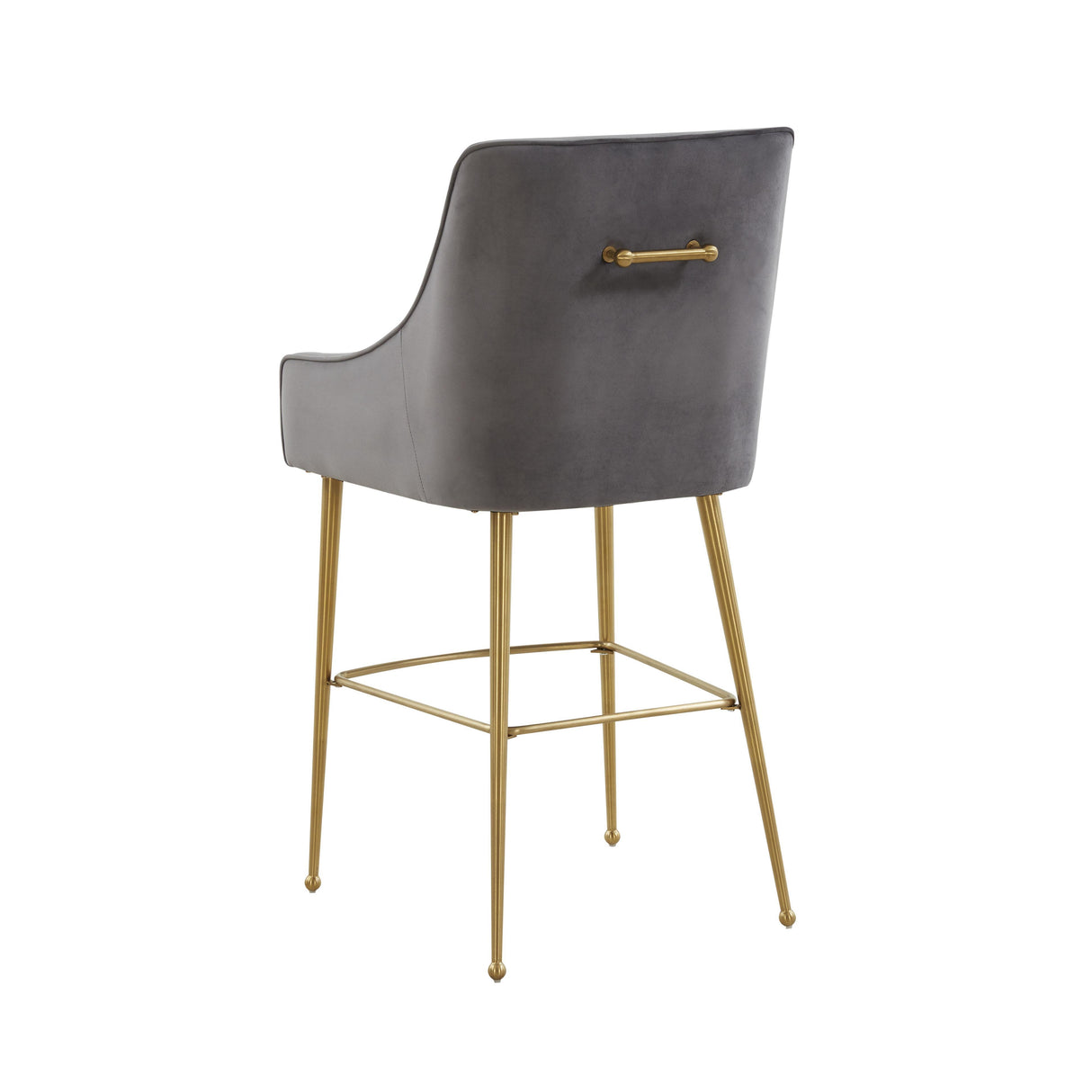 TOV Beatrix Dark Grey Velvet Counter Stool - Gold Legs