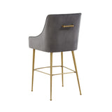 TOV Beatrix Dark Grey Velvet Counter Stool - Gold Legs