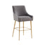 TOV Beatrix Dark Grey Velvet Bar Stool - Gold Legs