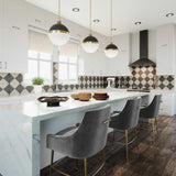 TOV Beatrix Dark Grey Velvet Bar Stool - Gold Legs