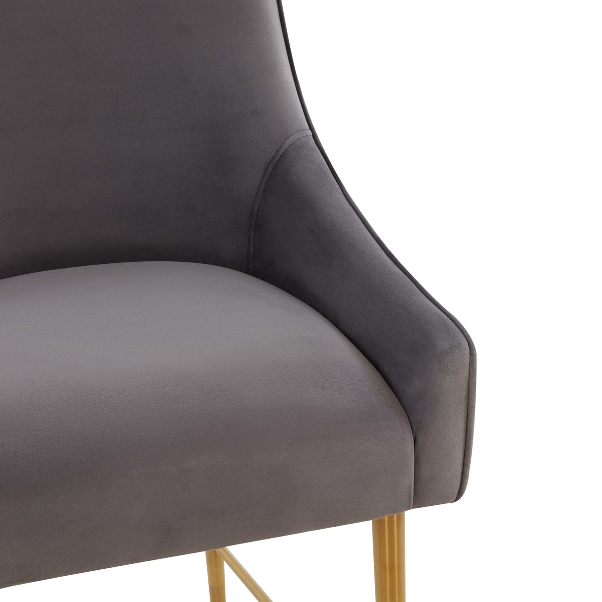 TOV Beatrix Dark Grey Velvet Bar Stool - Gold Legs