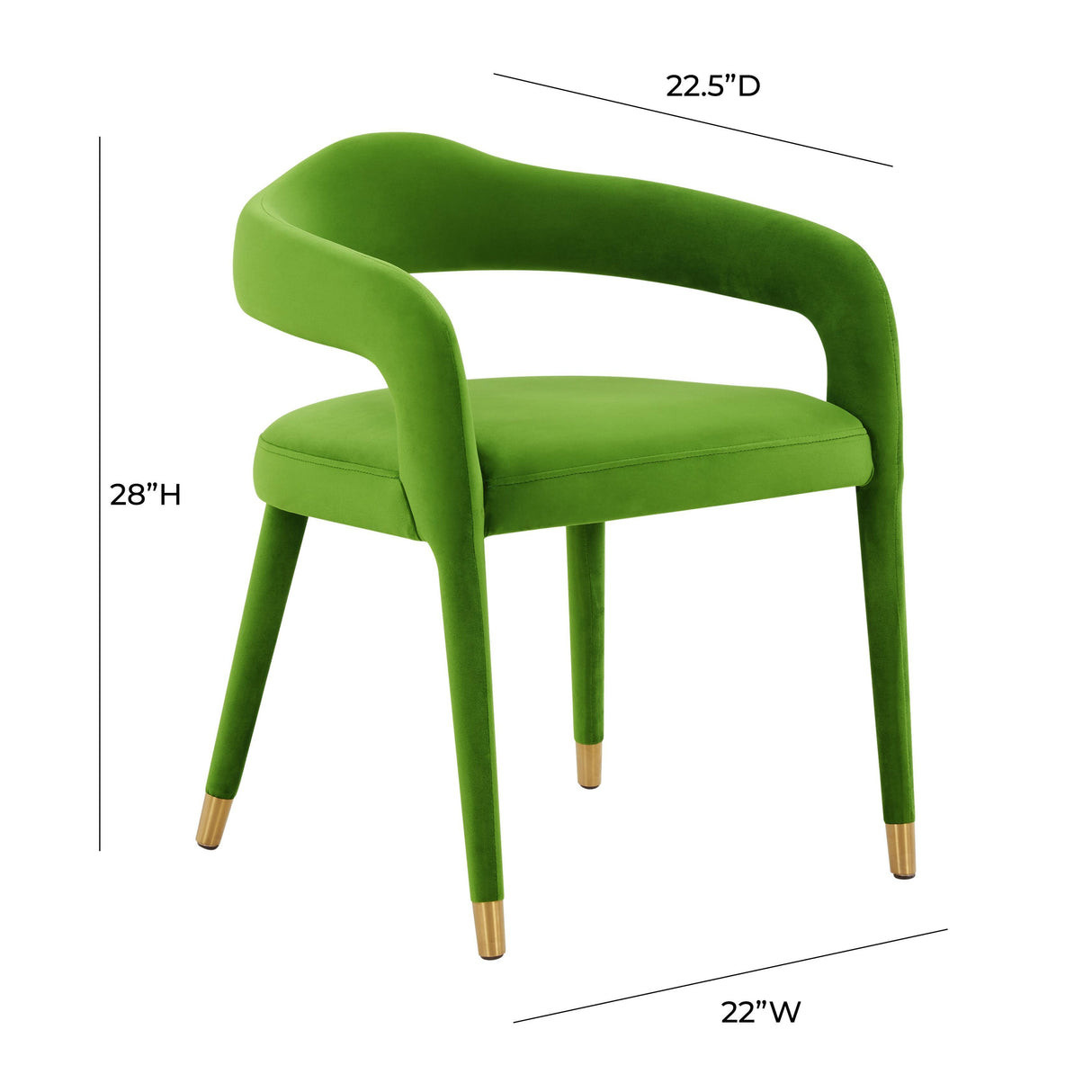 TOV Lucia Green Velvet Dining Chair