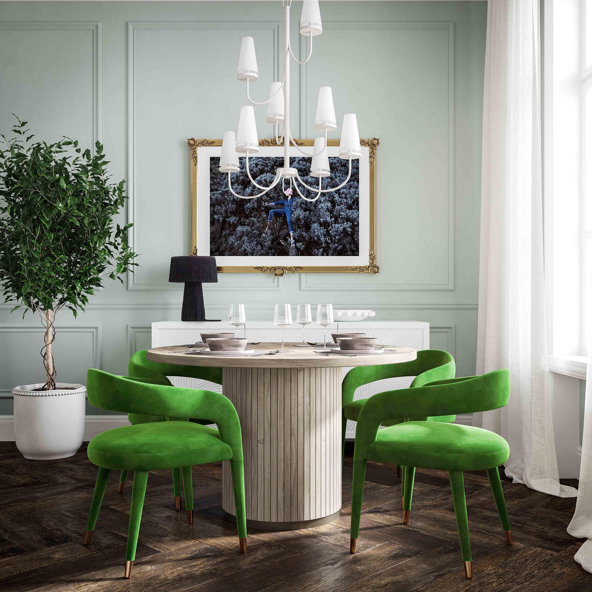 TOV Lucia Green Velvet Dining Chair