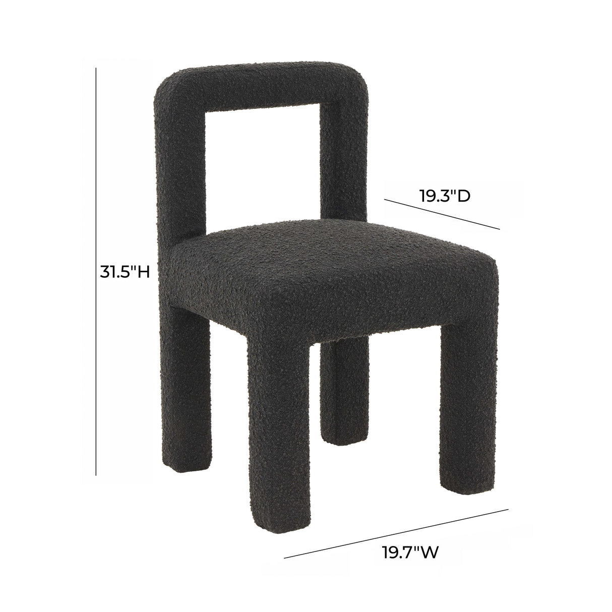 TOV Hazel Black Boucle Dining Chair