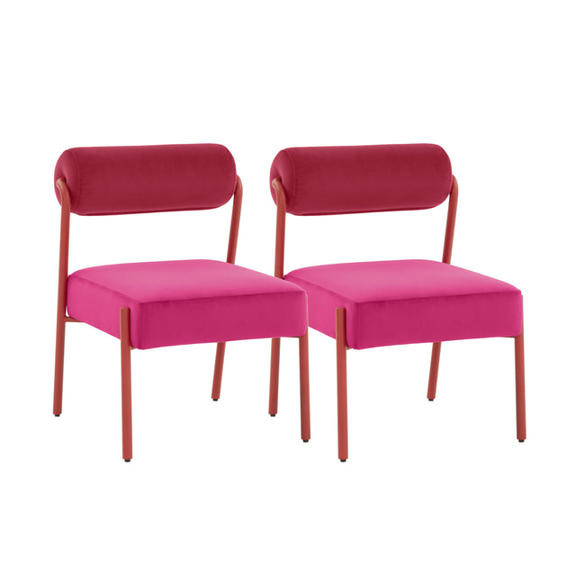 TOV Jolene Hot Pink Velvet Dining Chair - Set of 2