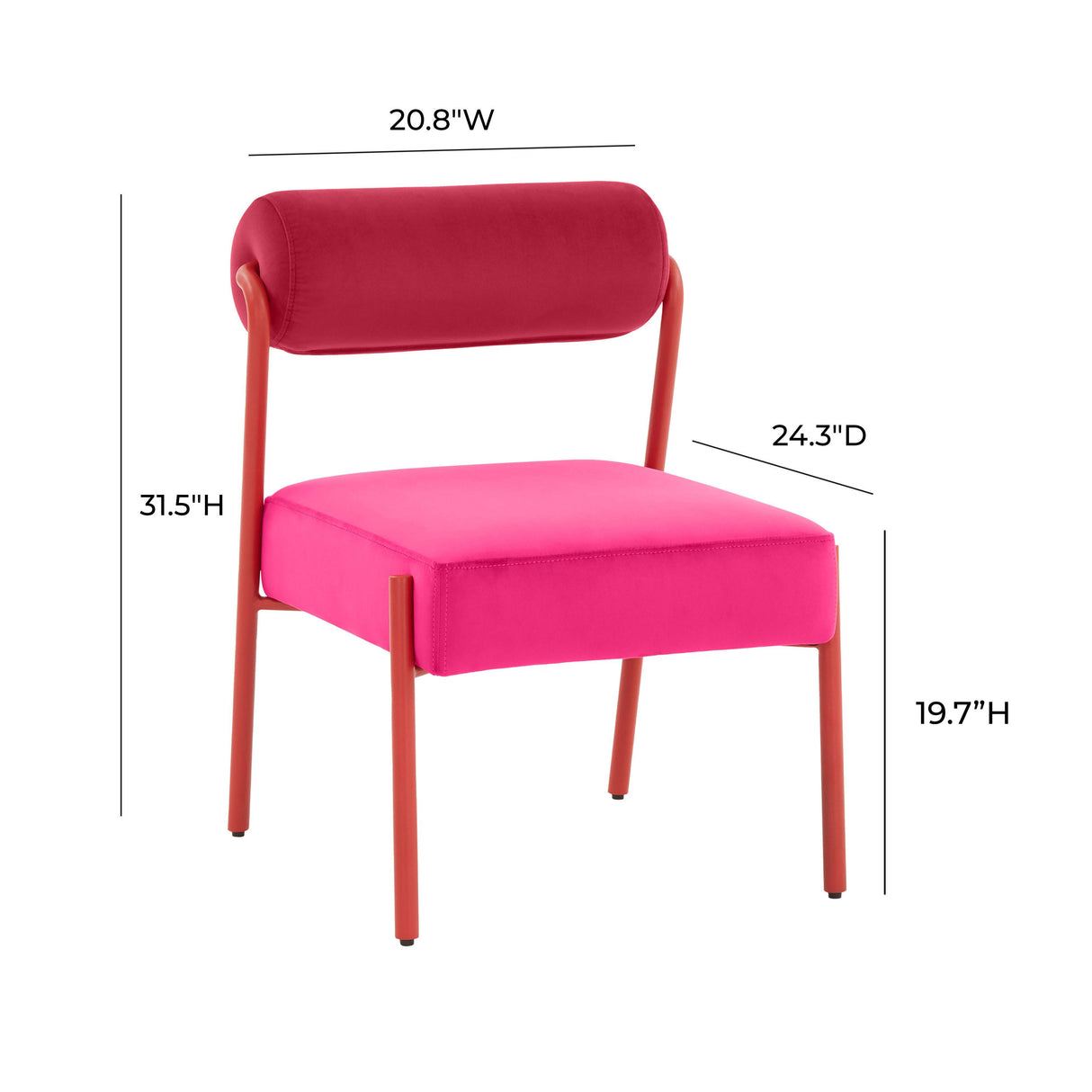 TOV Jolene Hot Pink Velvet Dining Chair - Set of 2