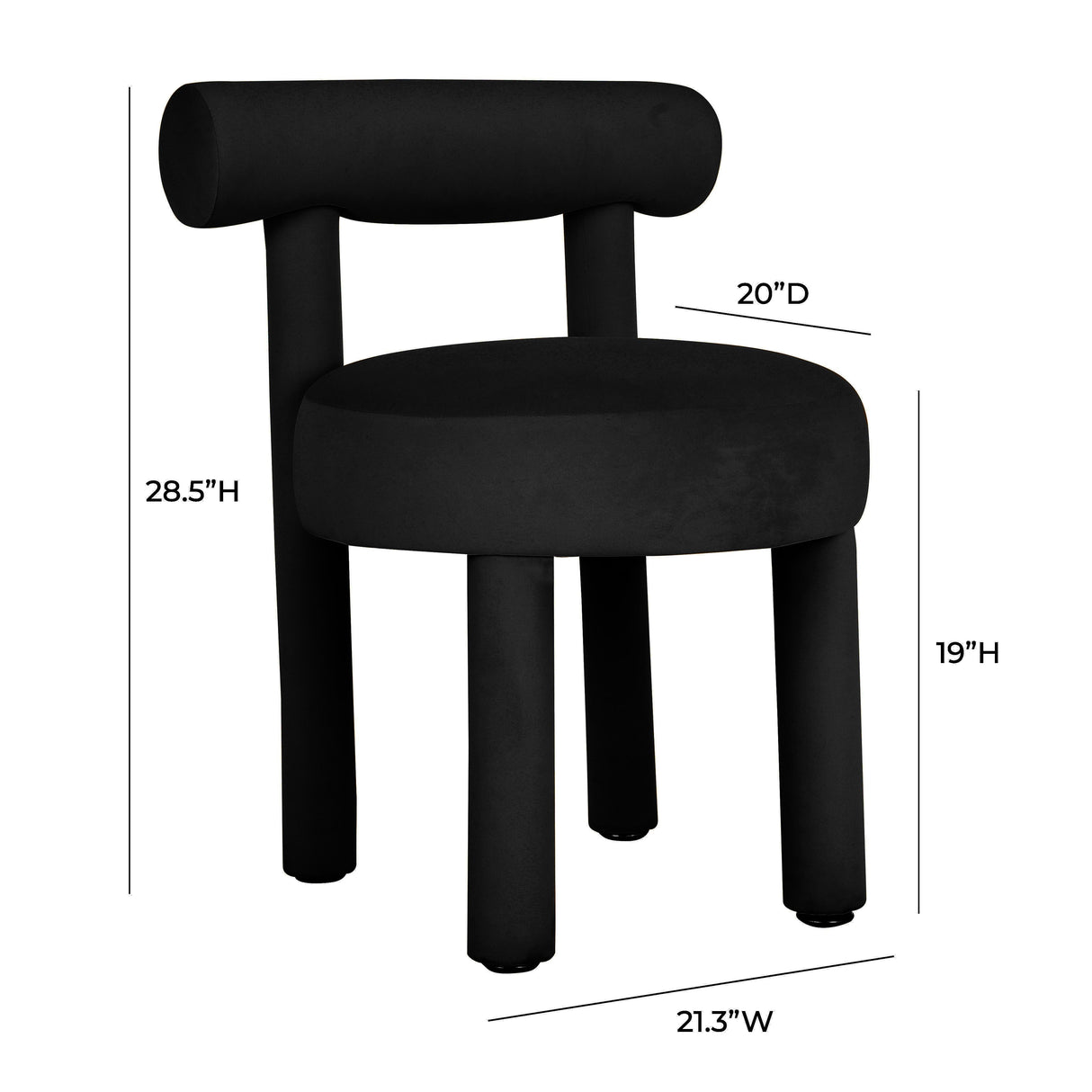TOV Carmel Black Velvet Dining Chair