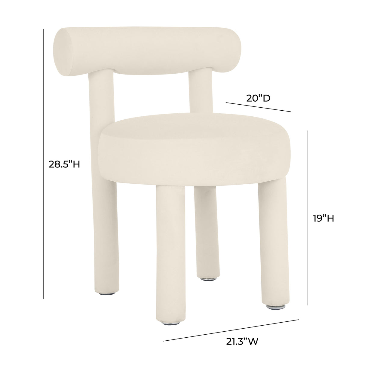 TOV Carmel Cream Velvet Dining Chair