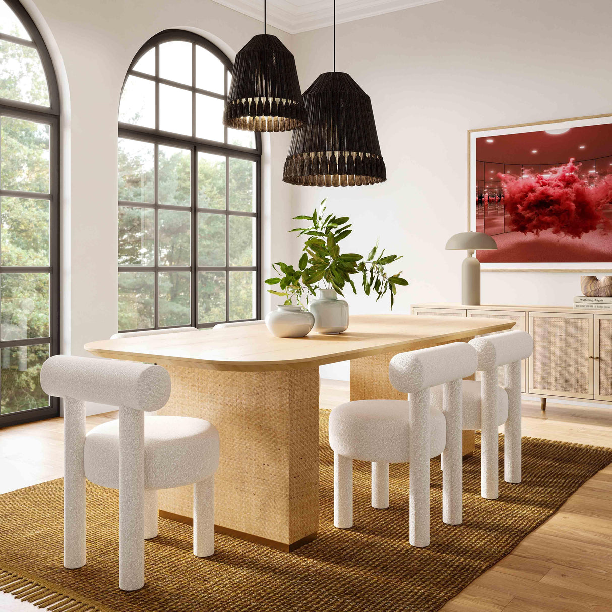 TOV Carmel Cream Performance Boucle Dining Chair