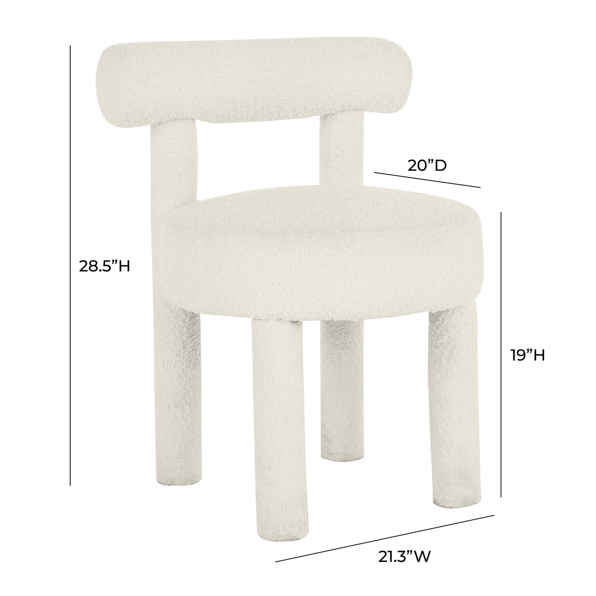 TOV Carmel Cream Performance Boucle Dining Chair
