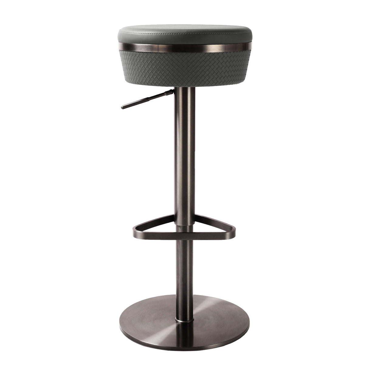 TOV Astro Grey Woven Performance Vegan Leather Adjustable Stool