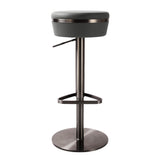 TOV Astro Grey Woven Performance Vegan Leather Adjustable Stool