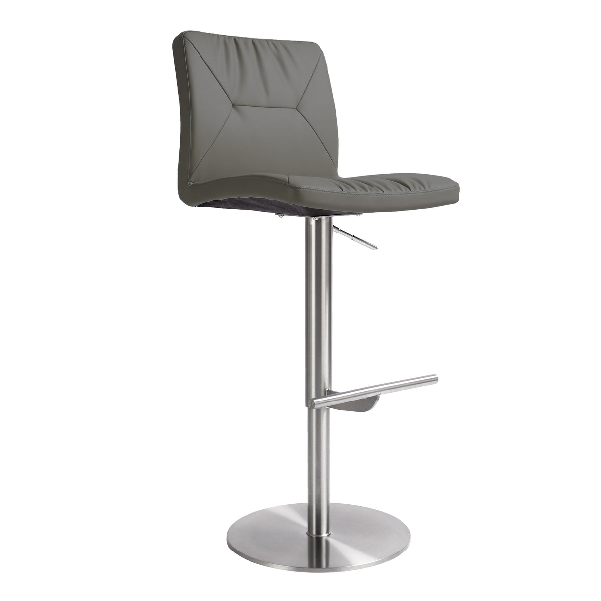 TOV Paddy Dark Grey Performance Vegan Leather on Silver Adjustable Stool