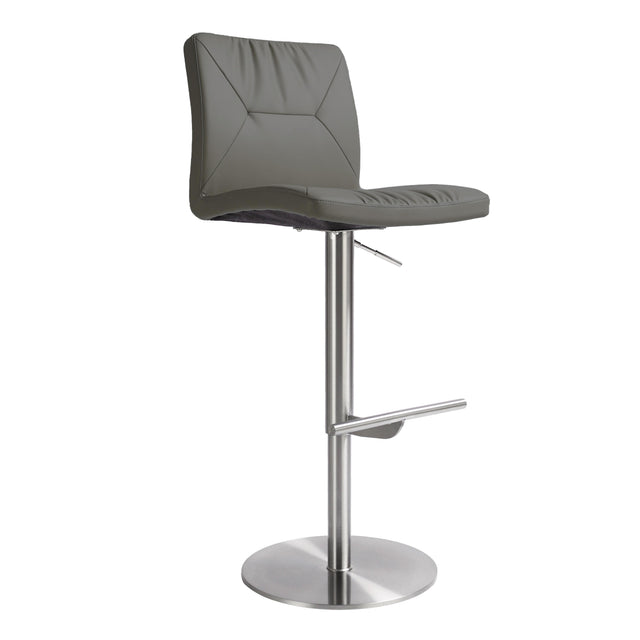 TOV Paddy Dark Grey Performance Vegan Leather on Silver Adjustable Stool
