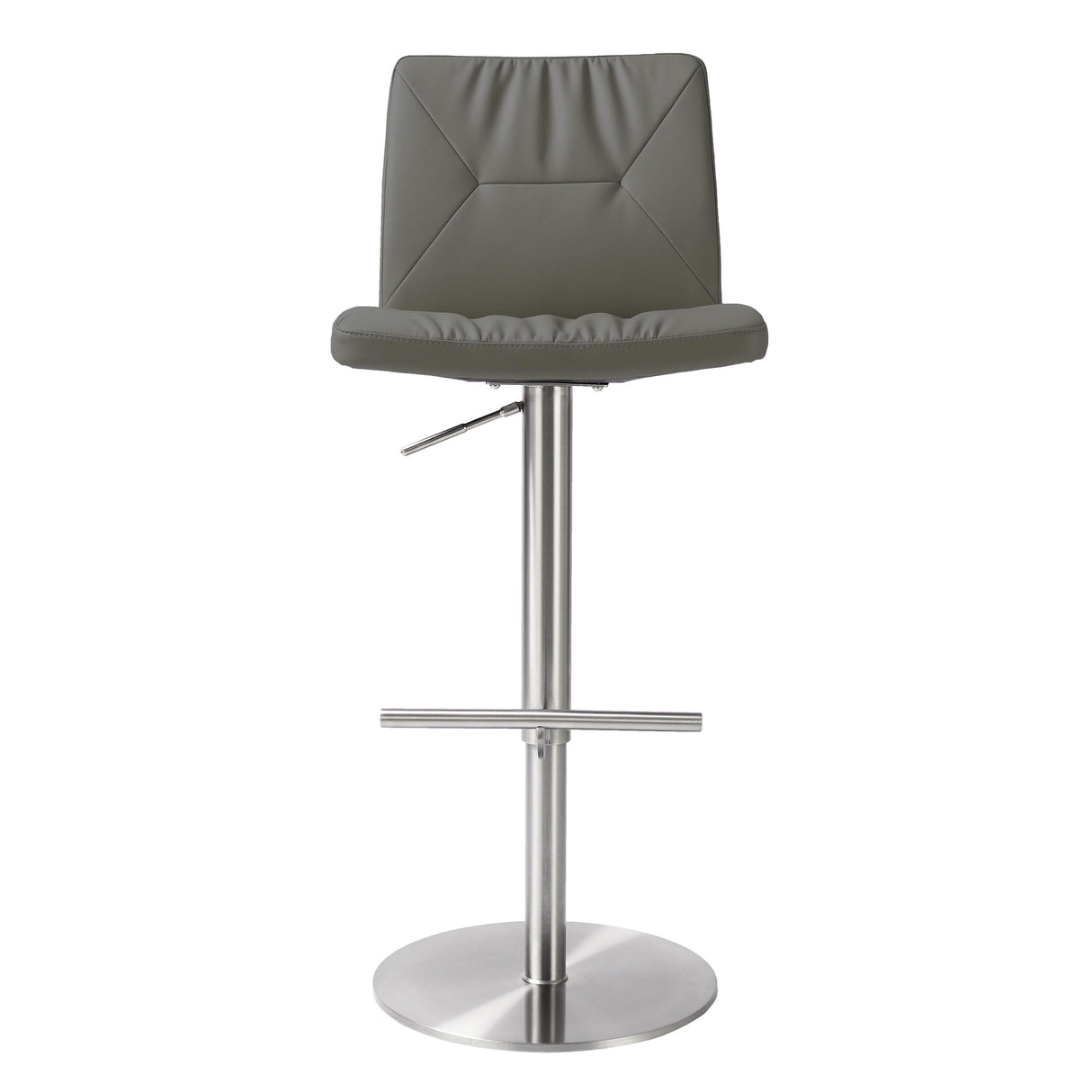 TOV Paddy Dark Grey Performance Vegan Leather on Silver Adjustable Stool