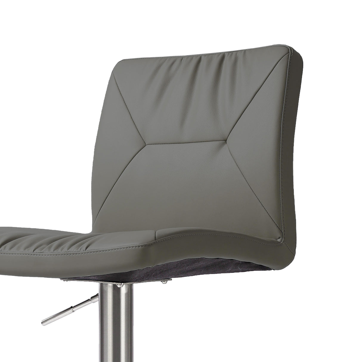 TOV Paddy Dark Grey Performance Vegan Leather on Silver Adjustable Stool