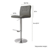 TOV Paddy Dark Grey Performance Vegan Leather on Silver Adjustable Stool