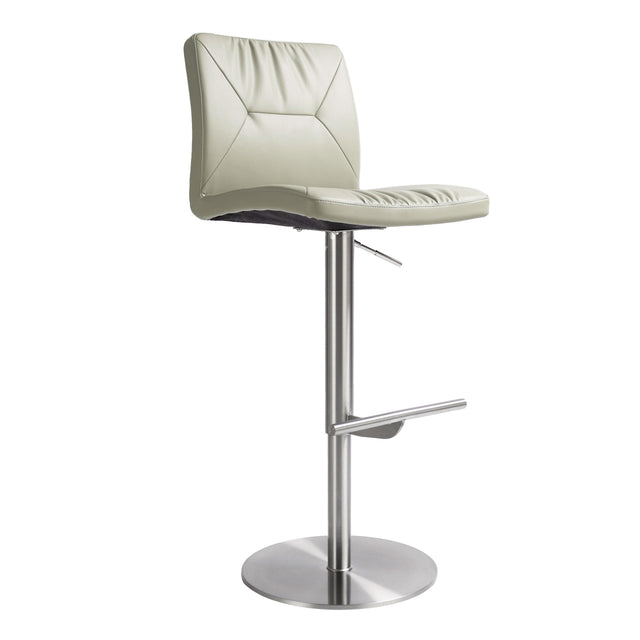 TOV Paddy Light Grey Performance Vegan Leather on Silver Adjustable Stool