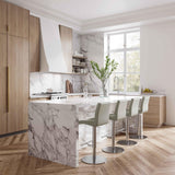 TOV Paddy Light Grey Performance Vegan Leather on Silver Adjustable Stool