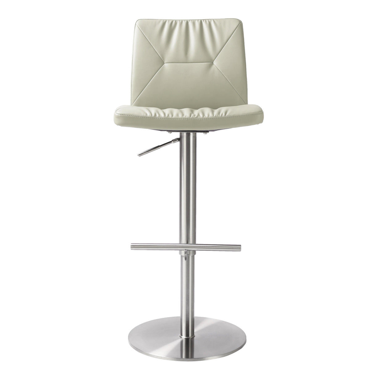 TOV Paddy Light Grey Performance Vegan Leather on Silver Adjustable Stool