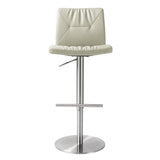 TOV Paddy Light Grey Performance Vegan Leather on Silver Adjustable Stool
