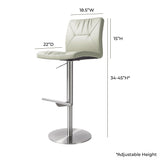 TOV Paddy Light Grey Performance Vegan Leather on Silver Adjustable Stool