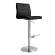 TOV Paddy Black Performance Vegan Leather on Silver Adjustable Stool