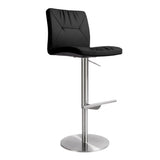 TOV Paddy Black Performance Vegan Leather on Silver Adjustable Stool