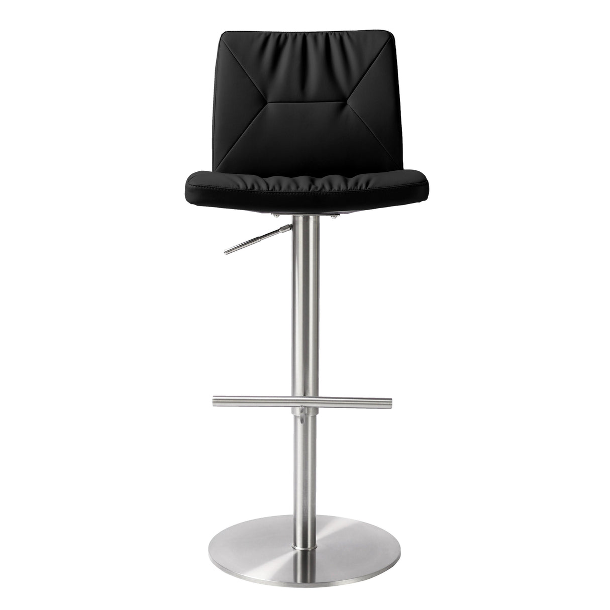 TOV Paddy Black Performance Vegan Leather on Silver Adjustable Stool