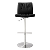 TOV Paddy Black Performance Vegan Leather on Silver Adjustable Stool