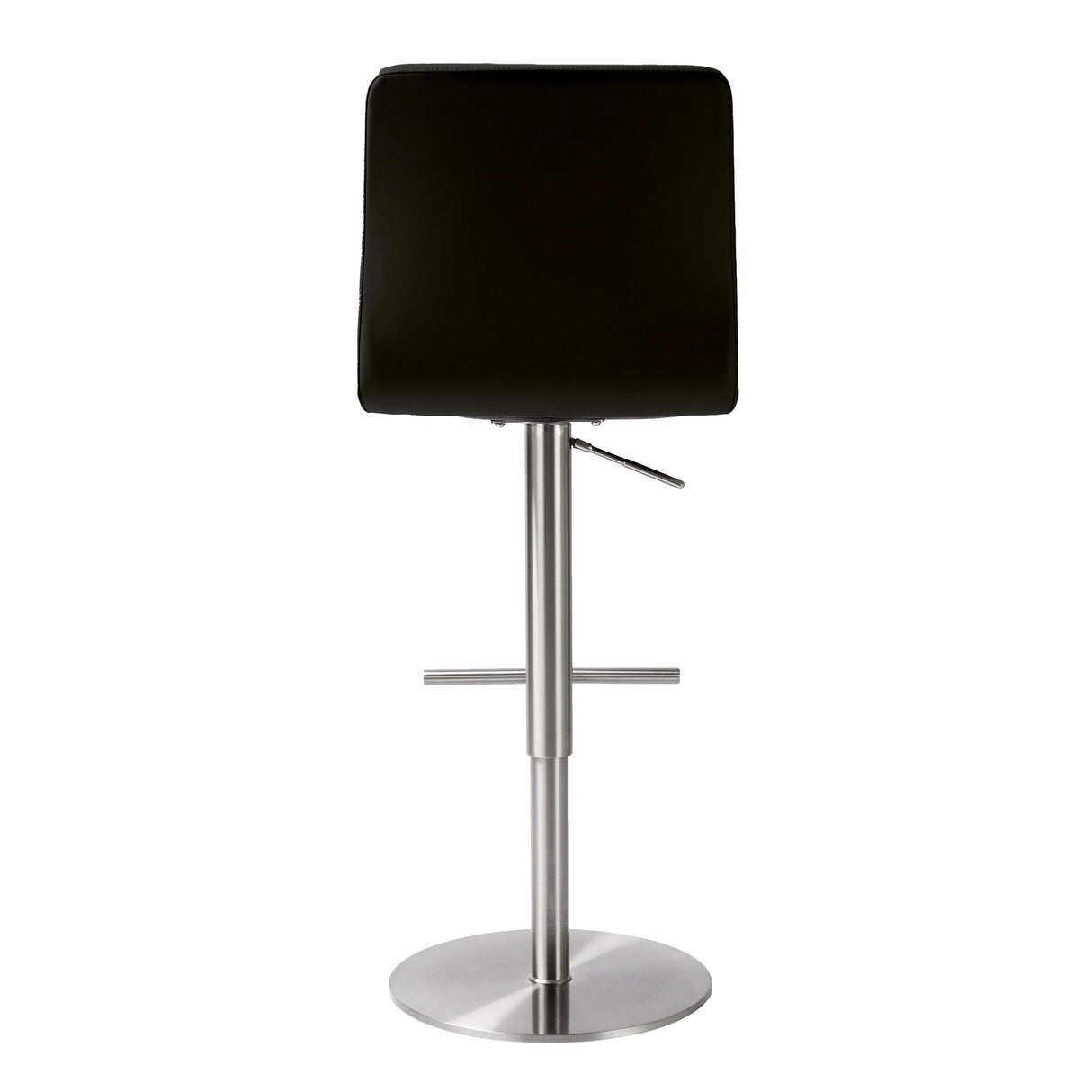 TOV Paddy Black Performance Vegan Leather on Silver Adjustable Stool