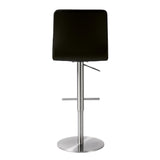 TOV Paddy Black Performance Vegan Leather on Silver Adjustable Stool