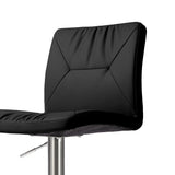 TOV Paddy Black Performance Vegan Leather on Silver Adjustable Stool