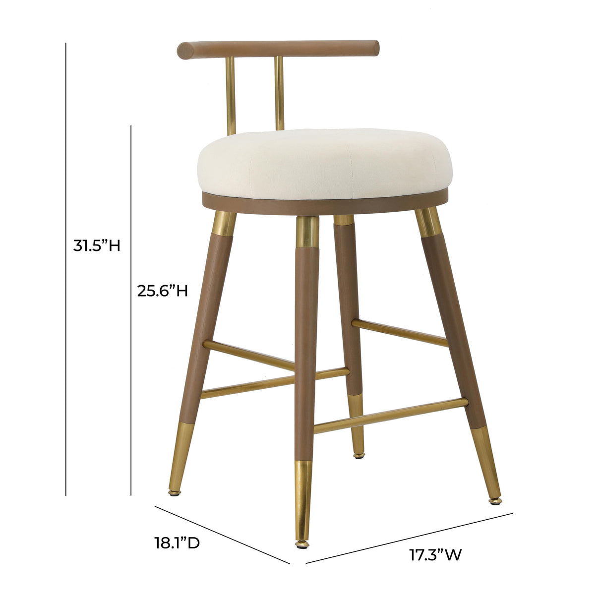 TOV Juniper Cream Velvet Counter Stool