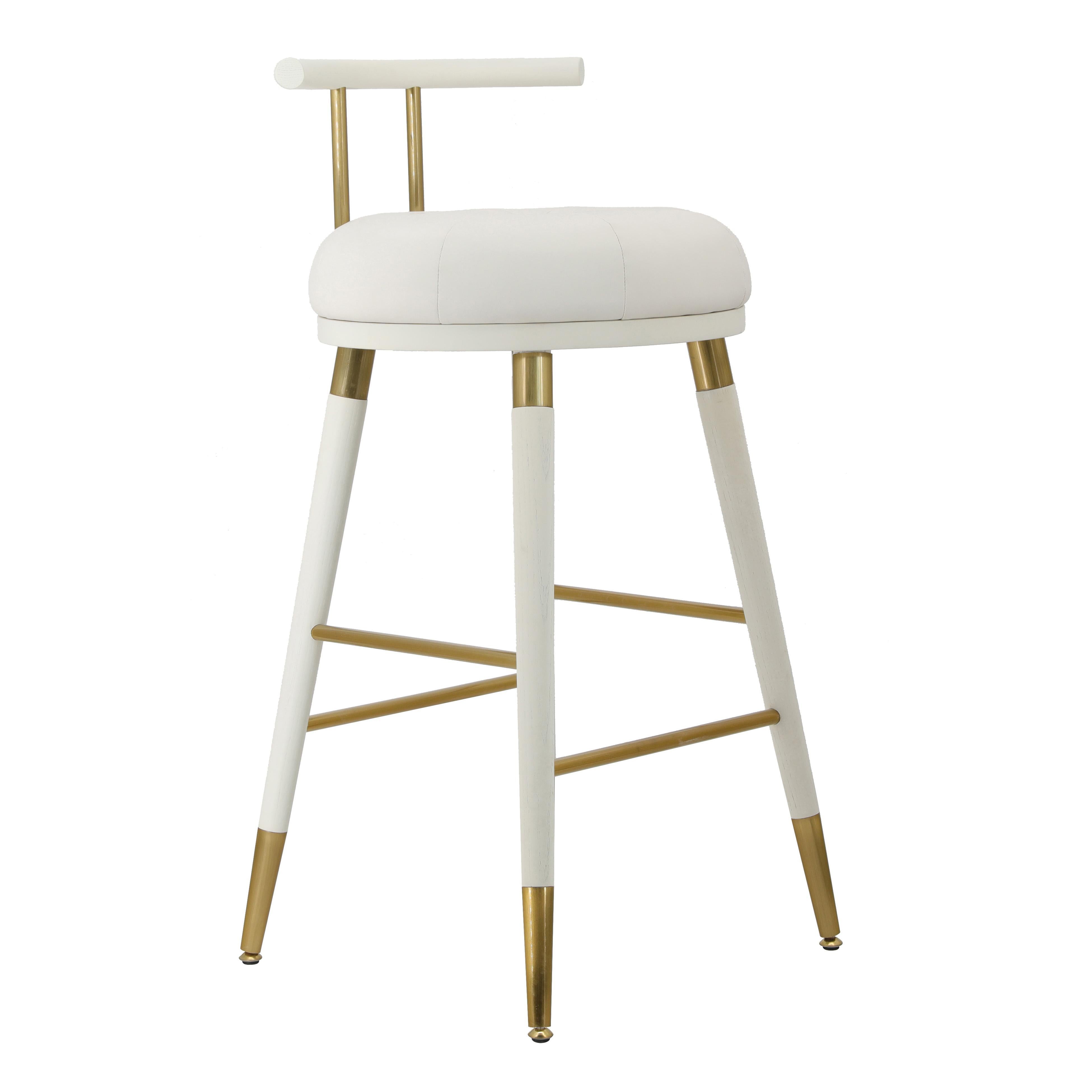 Juniper White Vegan Leather Counter Height Stool - Thumbnail 5