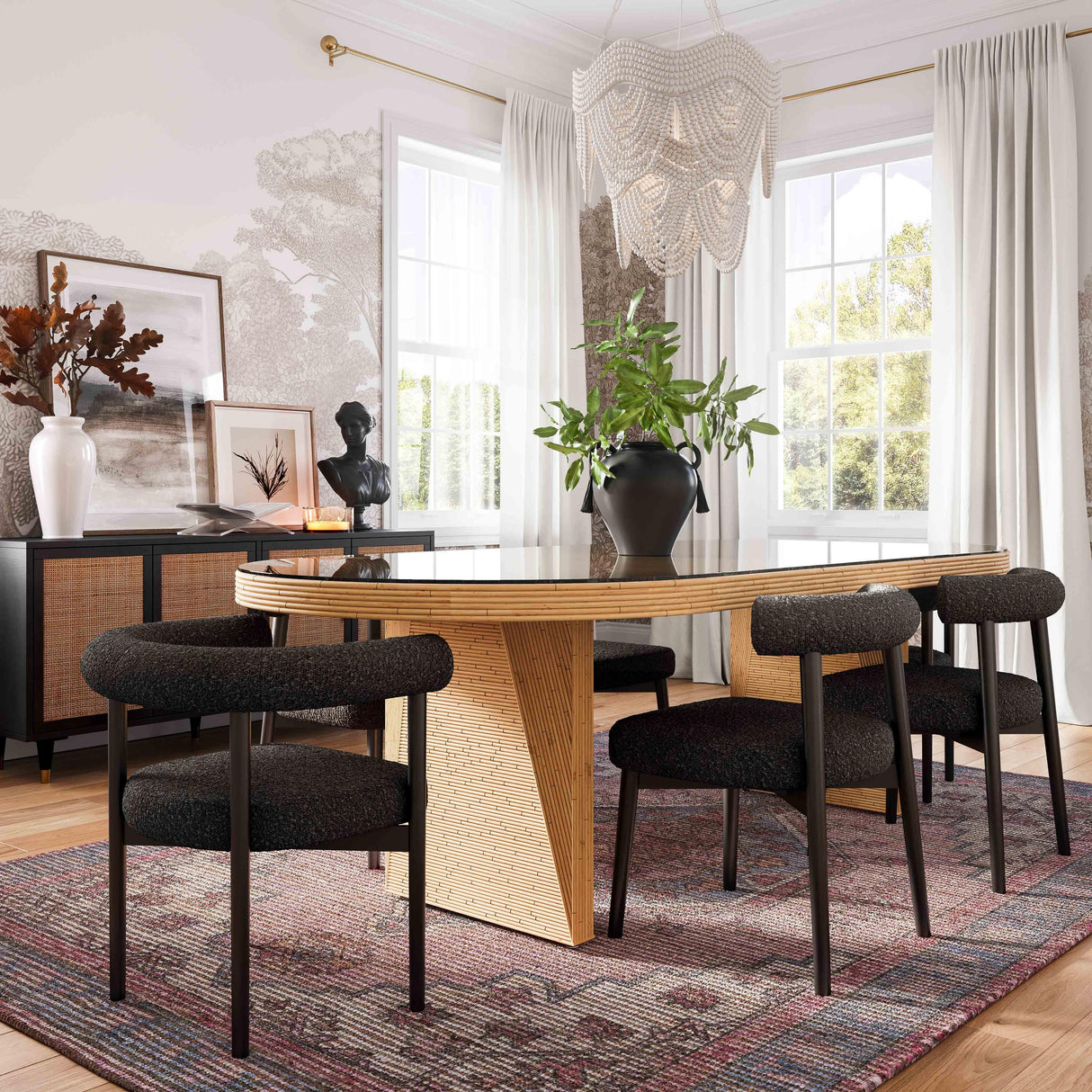 TOV Spara Black Performance Boucle Side Chair