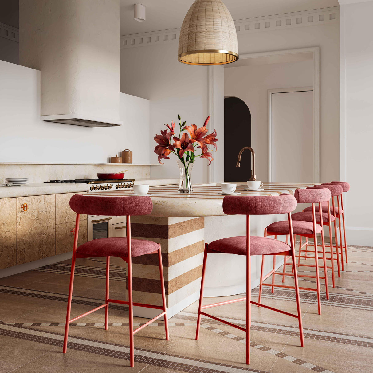 TOV Liliana Mauve Performance Velvet Counter Stool