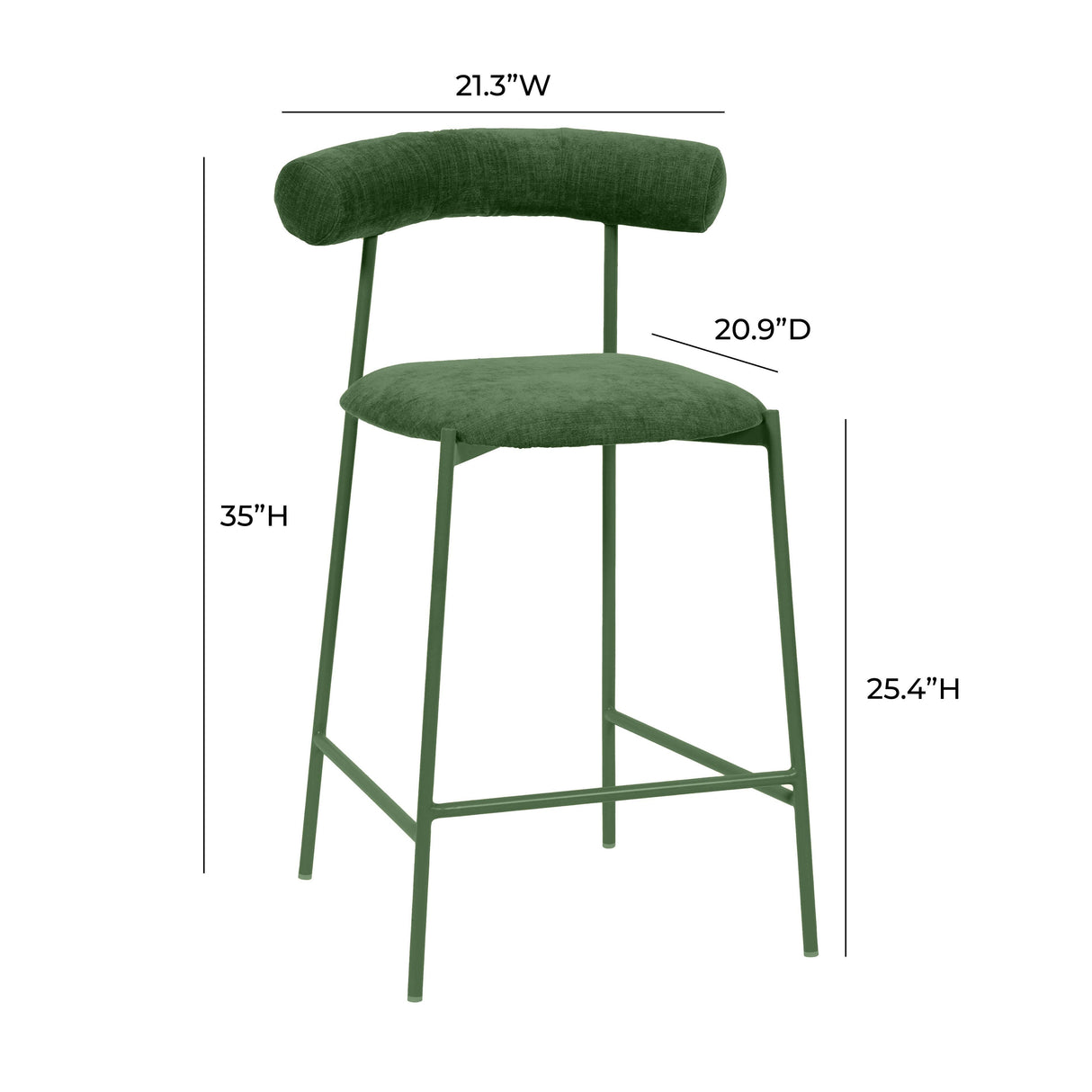 TOV Liliana Forest Green Performance Velvet Counter Stool