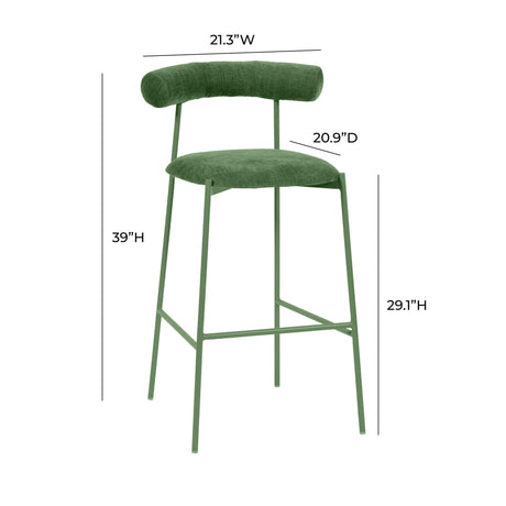 TOV Liliana Forest Green Performance Velvet Bar Stool