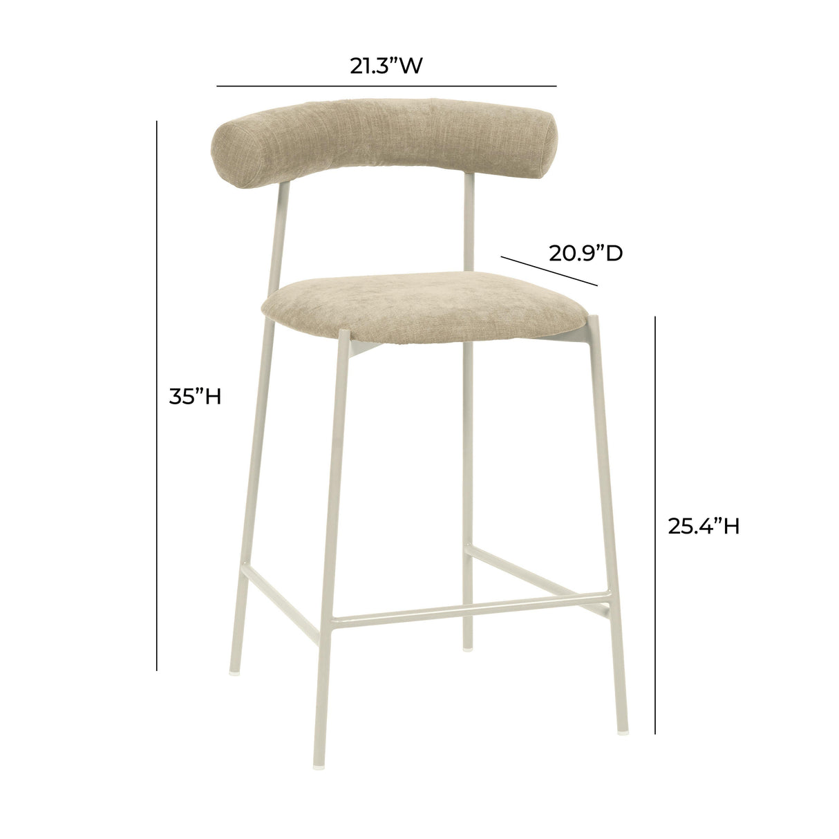 TOV Liliana Taupe Performance Velvet Counter Stool
