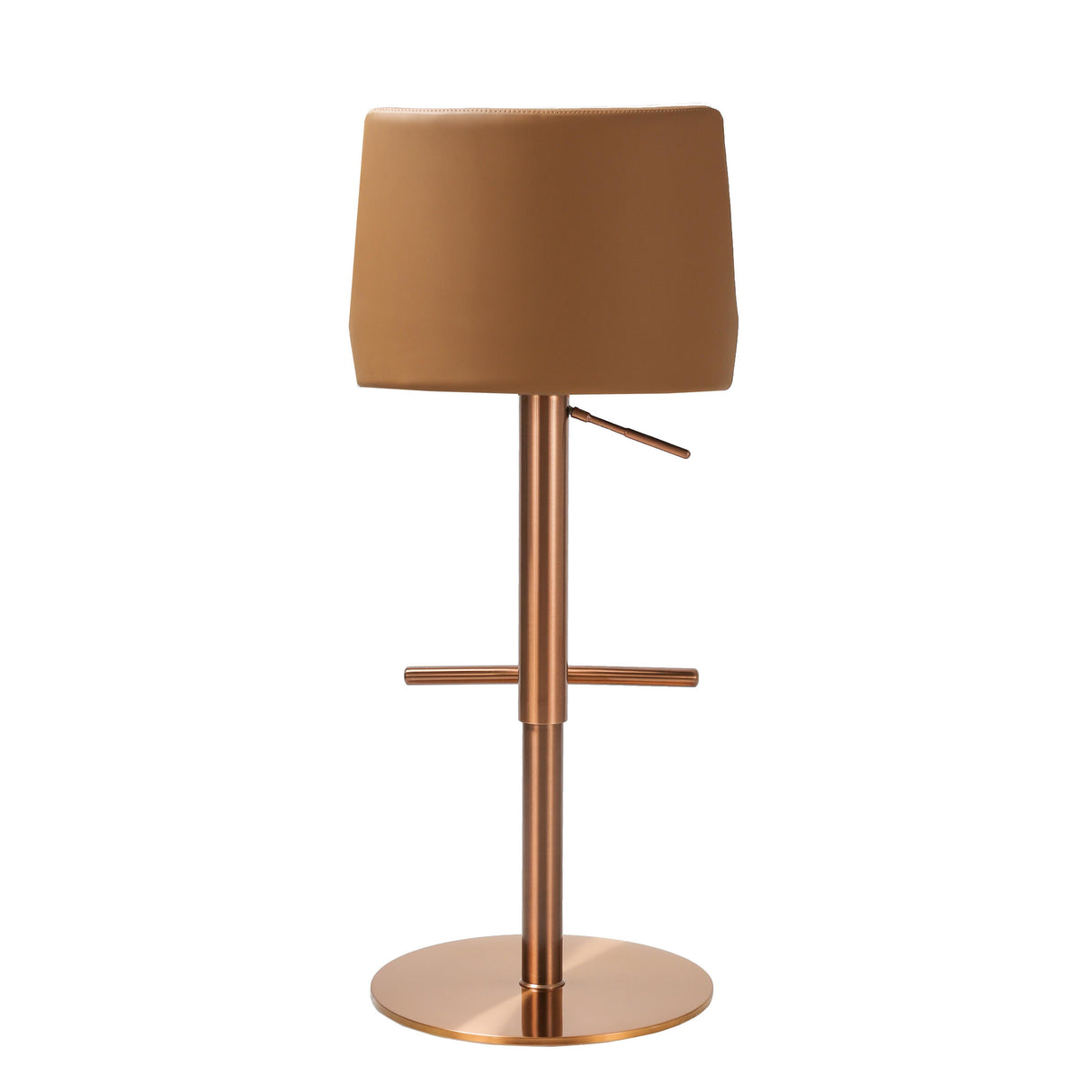 TOV Reagan Cafe Au Lait Performance Vegan Leather and Houndstooth Adjustable Swivel Stool