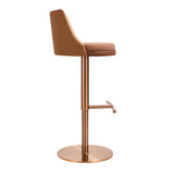 TOV Reagan Cafe Au Lait Performance Vegan Leather and Houndstooth Adjustable Swivel Stool