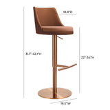 TOV Reagan Cafe Au Lait Performance Vegan Leather and Houndstooth Adjustable Swivel Stool