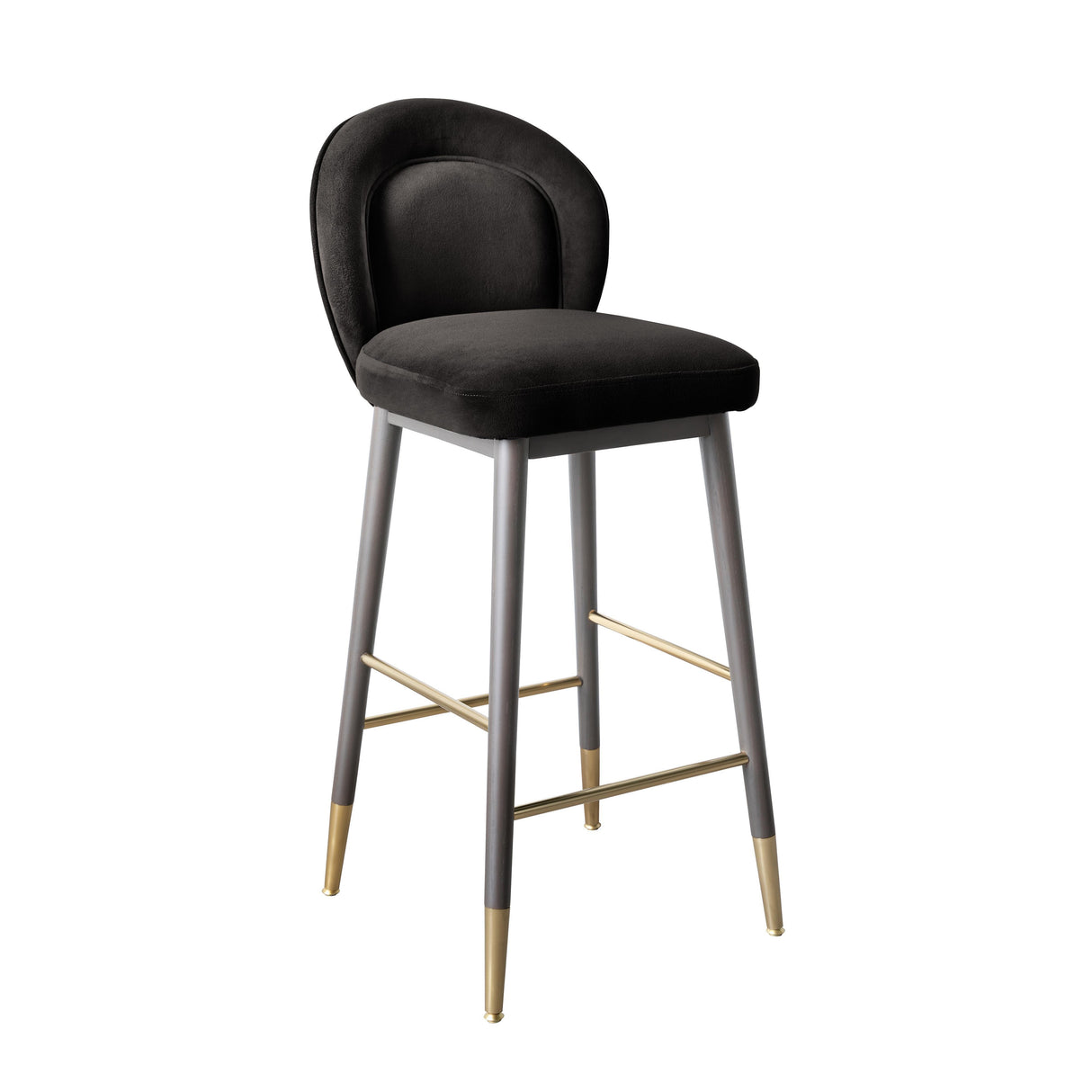 TOV Hailey Charcoal Grey Velvet Barstool