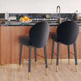 TOV Hailey Charcoal Grey Velvet Barstool