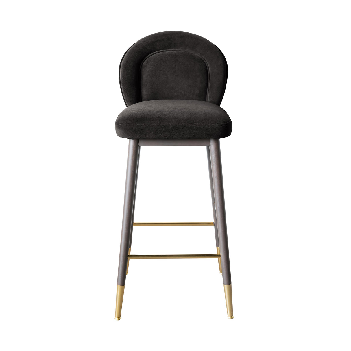 TOV Hailey Charcoal Grey Velvet Barstool