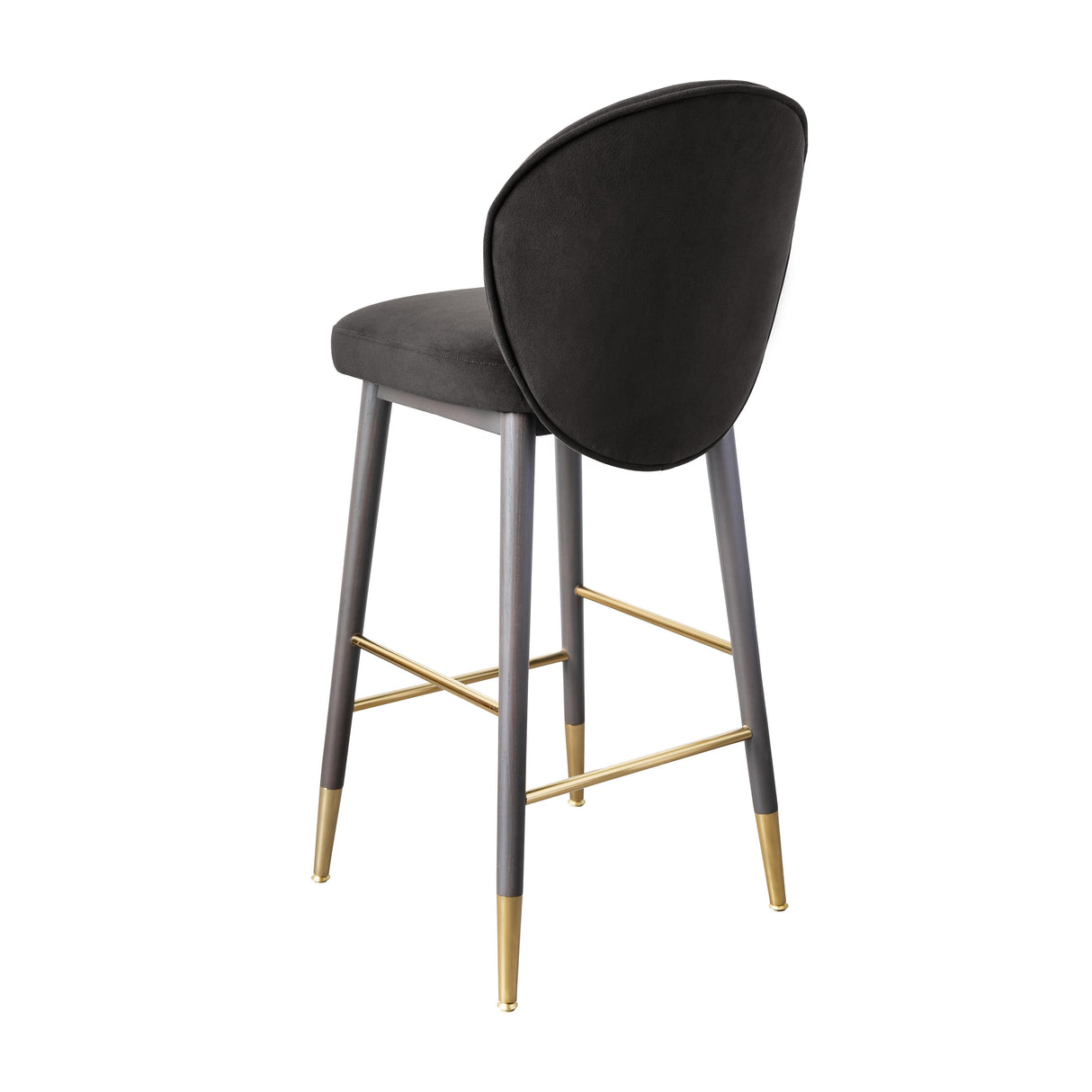 TOV Hailey Charcoal Grey Velvet Barstool