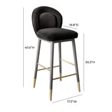 TOV Hailey Charcoal Grey Velvet Barstool