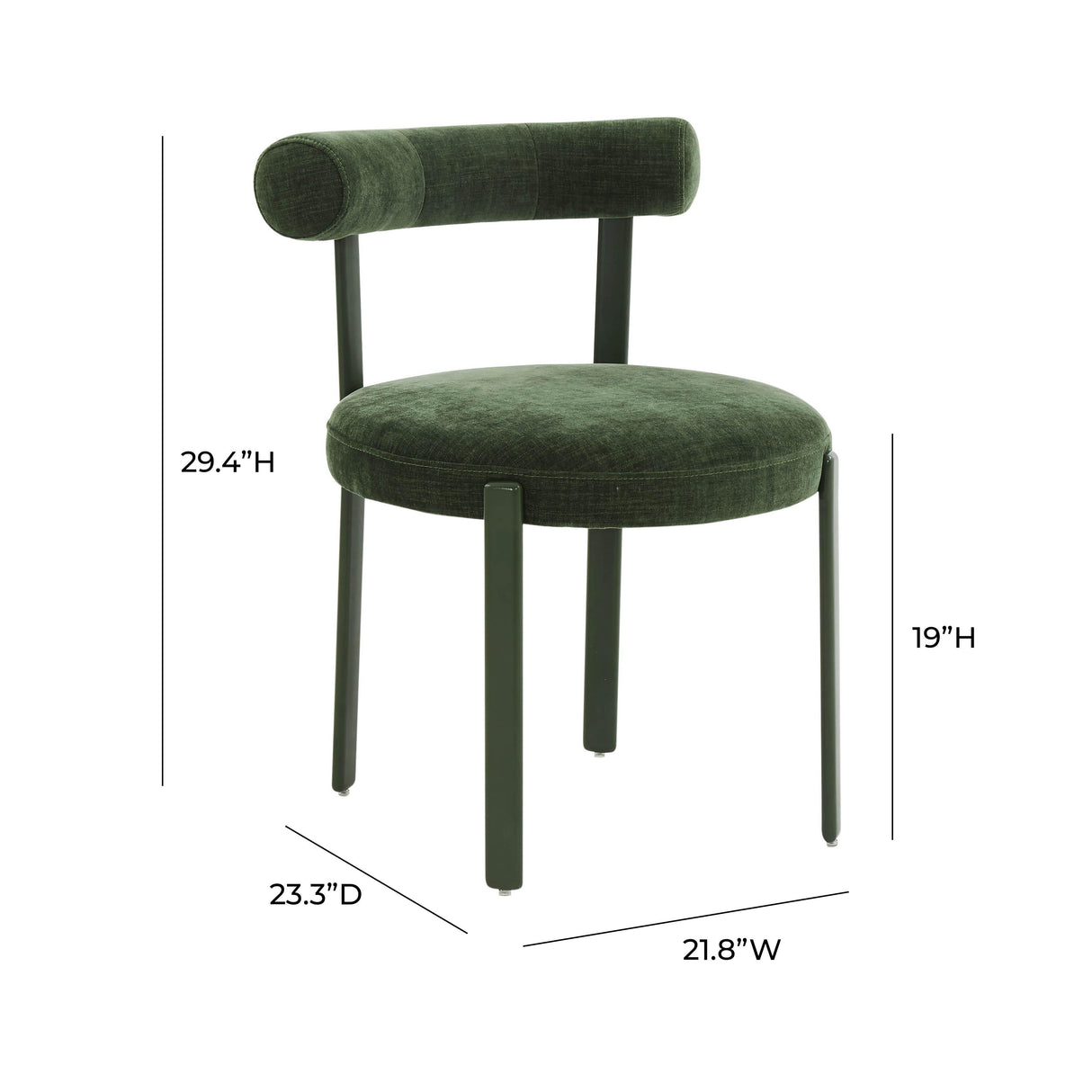TOV Margaret Forest Green Performance Chenille Bolster Back Dining Chair